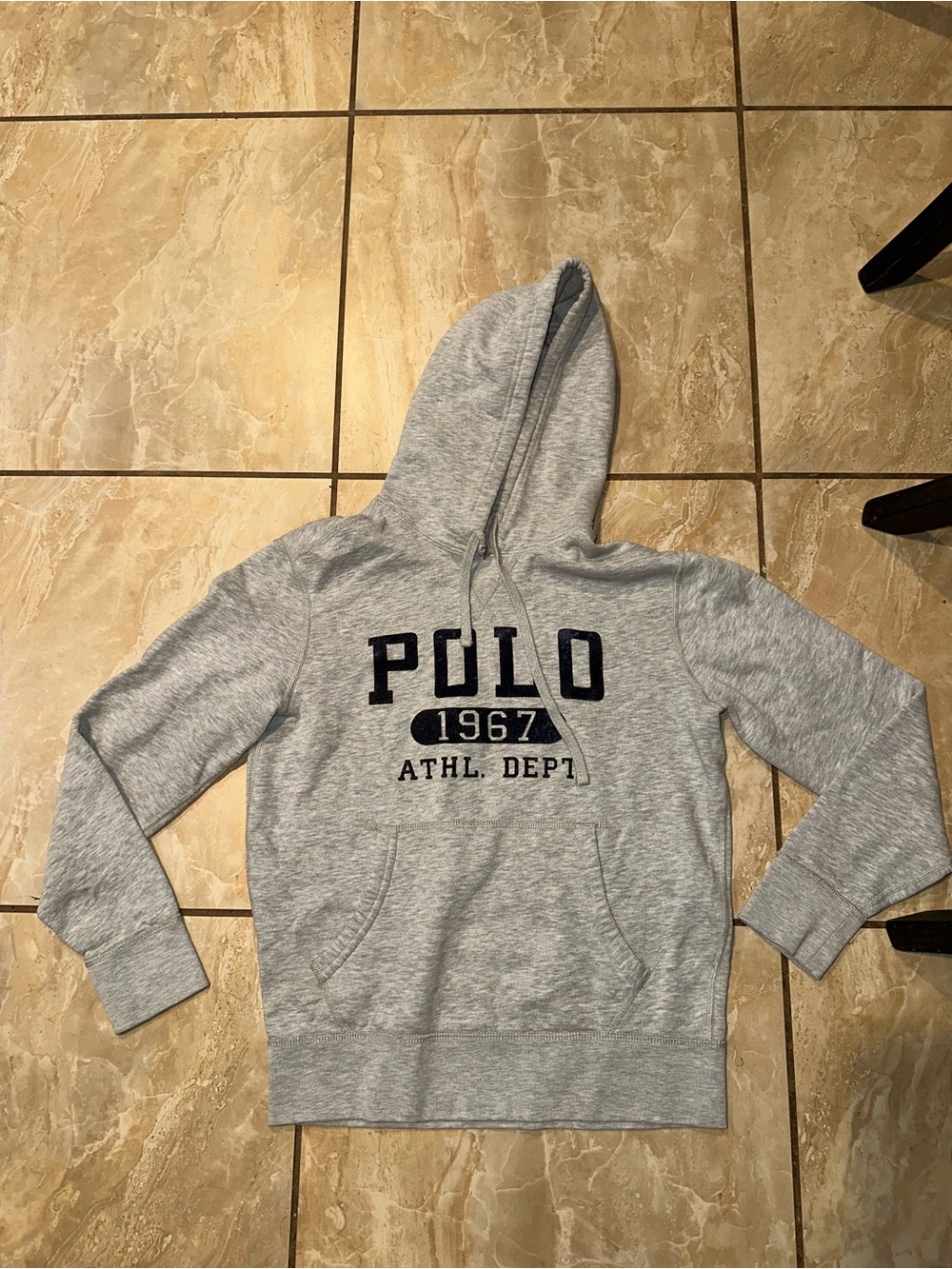 Gray Fleece Graphic Hoodie Polo Ralph Lauren Size S Mens